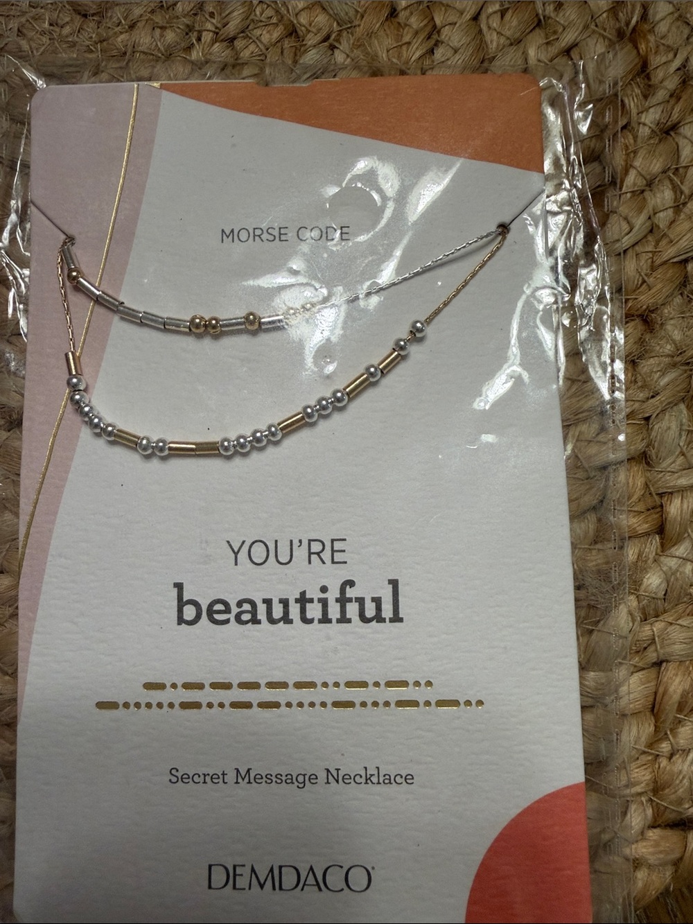 Demdaco Two-Tone Morse Code Necklace in Gold and Silver